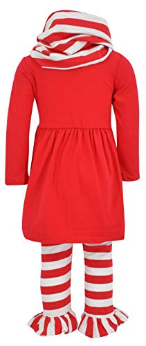 Unique Baby Girls 3 Piece Matching Striped Christmas Legging Set (3T) Red #TOP2