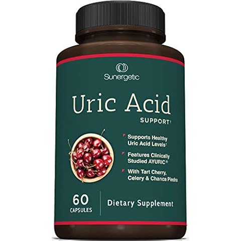 Sunergetic Premium Uric Acid Support Supplement – Uric Acid Cleanse & Kidney Support – Includes Tart Cherry, Chanca Piedra, Celery Extract & Turmeric - Uric Acid Support Formula – 60 Veggie Capsules Cover