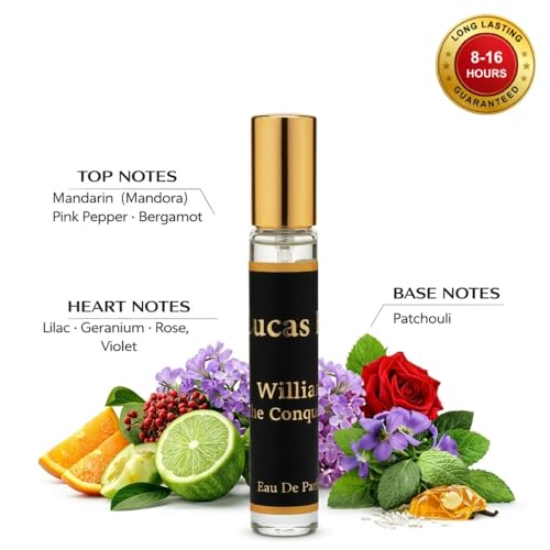 Image of William The Conqueror Eau The Perfume For Man, 12-24 Hours Lasting, Mandarin, Pink Pepper, Lilac, Rose, Patchouli