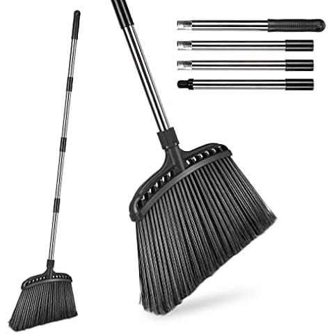Masthome Besen mit Stiel,141 cm Straßenbesen,Gartenbesen Breite 35cm ,Effizient,Langlebig, Robuster kehrbesen mit langem stiel für Hof,Garage,Terrasse,Piazza,Straße-Schwarz Cover