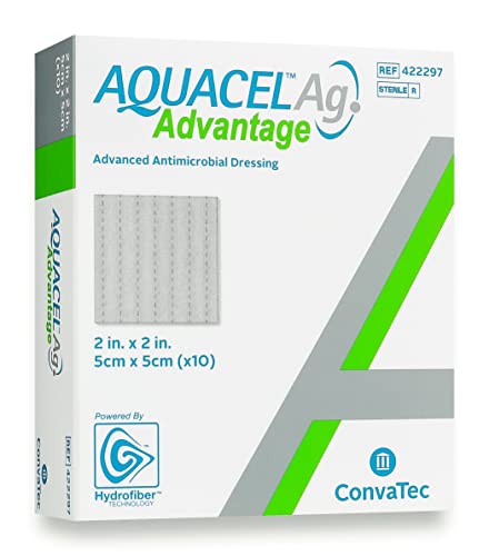 AQUACEL Ag Advantage 2"x2" Silver Wound Dressing, 10 Ct
