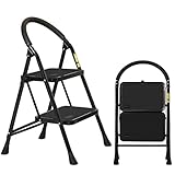 Lightweight 2 Step Ladder Steel Folding Anti-Slip Pedal 330lbs Capacity Ladder for Kitchen