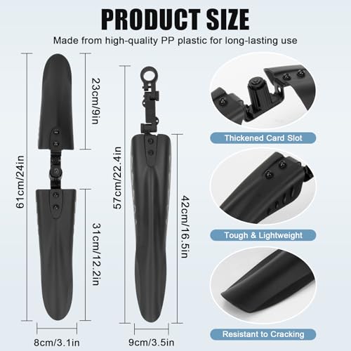 image for PSLER Bike Mud Guard Set, Front & Rear Adjustable Mudguards for Bicycl