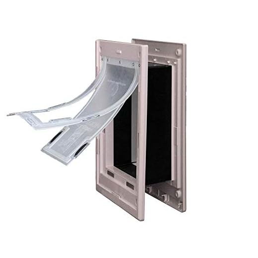 Dragon Wall Pet Door | Single Flap, Cream Frame, Medium Flap | Includes Locking Cover | Energy Efficient, Sturdy, Low Cost | Through Wall Pet Door