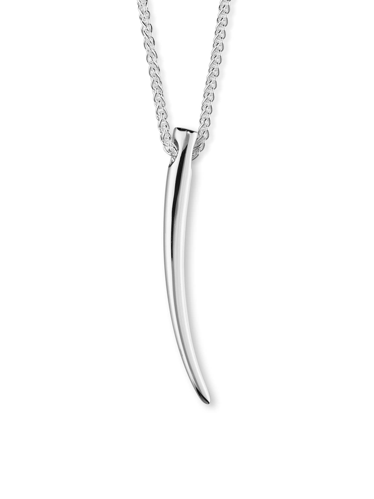 ORTAK 925 Sterling Silver Handmade Pendant Necklace, Celtic Tooth Shaped Inspired Design, High Polished, Scottish Celtic Fine Jewellery, Made In Scotland