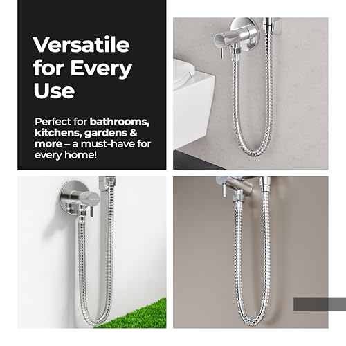 Image of Lifelong 1 metre Jet Spray Hose Pipe for Toilet | Inner & Outer 304 Stainless Steel Health Faucet Connector | Flexible, Durable & Leakproof with Brass Screw Fittings | Ideal for Hand Showers & Bidets