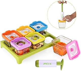 X-Chef Vacuum Seal Containers, Baby Food Storage Glass Container Set of 6