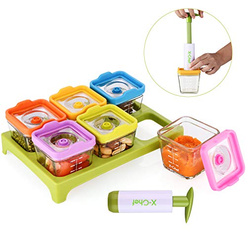 X-Chef Vacuum Seal Containers, Baby Food Storage Glass Container Set of 6