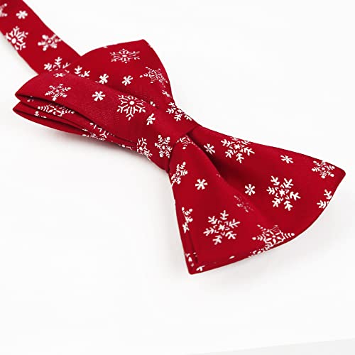 Alizeal Toddler Red Background With Snowflake Pattern Pre-Tied Christmas Party Bow Tie, 017-S #TOP4
