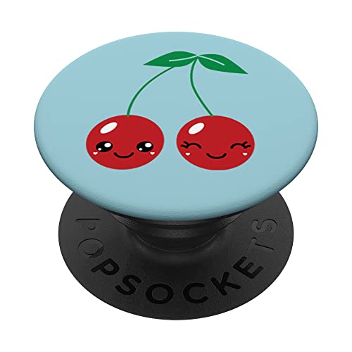 Cerezas Cerezas Lindas Rojo Verde y Azul Aqua PopSockets PopGrip Intercambiable Cover