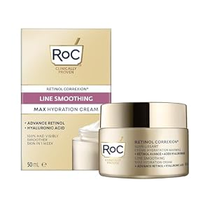 ROC – Retinol Correxion Line Smoothing Max Daily Hydration – Intensive Anti-Wrinkle & Anti-Aging Moisturiser – 48-Hour Moisture – Hyaluronic Acid & Pure ROC Retinol – 50 ml