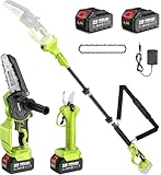 Supstable Akku Astschere und Heckenschere mit Teleskop 2 in 1