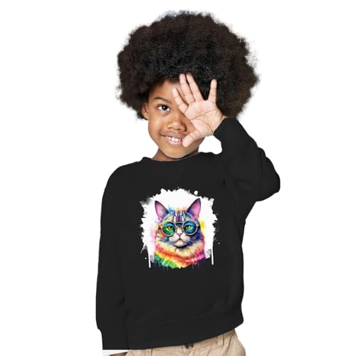 Hippie Cat Portrait Oil Painting Watercolor Tie-dye Vintage Adult Youth T-Shirt Hoodie Sweatshirt3