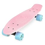 Xootz 22 Inch PP Cruiser Skateboard Pastel Pink - Kids Mini Skateboard with PP Deck, Beginner Friendly
