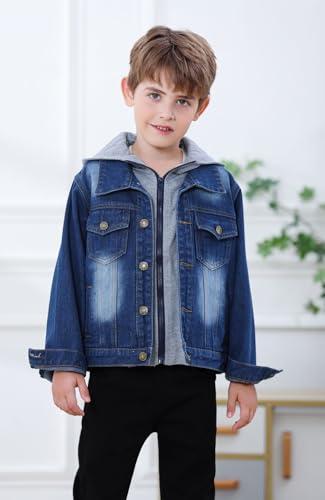 Cromoncent Boys Girls Hooded Denim Jacket Infant Toddler Kids Jean Jacket with Hood4