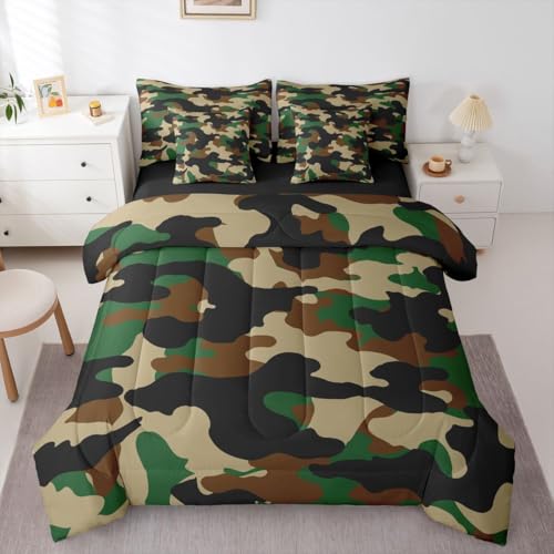 Erosebridal Camouflage 7 Piece Bedding Set Camo Comforter Set with Queen