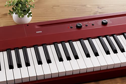 Korg – Liano L1 – Tragbares Digitalpiano mit Hochwertiger Soft-Touch-Tastatur – Metallisches Rot