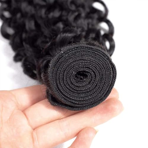 1B Water Wave Human Hair Bundles 3 Bundles, 8 10 12 Inch Unprocessed Brazilian Virgin Human Hair Weave, Natural Black Color — view 4
