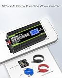 NOVOPAL 1000W czysty falownik sinusoidalny 12V do 230V 240V konwerter samochodowy falownik z wyświetlaczem LCD 2 gniazda AC-pilot zdalnego sterowania