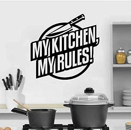 My Kitchen My Rules Calcomanía Cuchillo Pvc Adhesivo De Pared Removible Art Deco 53X51 Cm