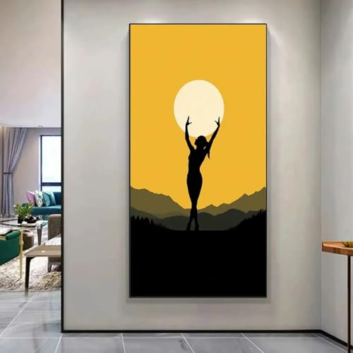 Toile minimaliste femme de salon grand format 70x140 cm sans cadre