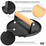 Alyoen 2-częściowy zestaw pras do hamburgerów z żeliwa, Burger Smasher, prasa do hamburgerów z powłoką nieprzywierającą, okrągła i prostokątna, duża prasa na kotlety 1kg, do prasowania steków