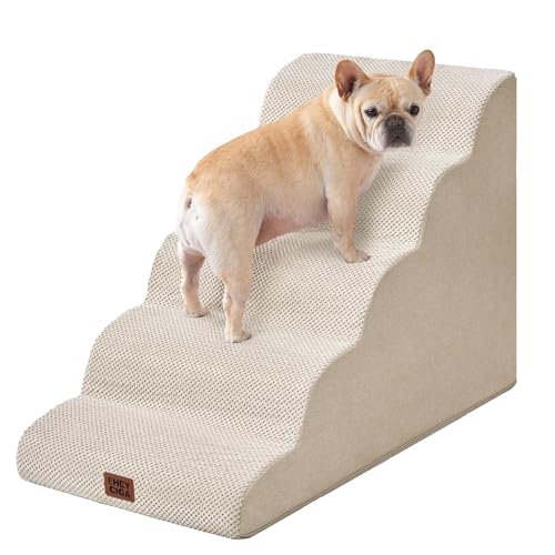 EHEYCIGA Curved Dog Stairs Ramp, 5-Step Extra Wide High Beds, Pet Step by EHEYCIGA - Used condition - US$56.42