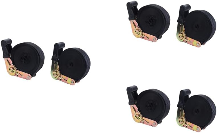 Generic 6 Pack 20 FT Ratchet Tie Downs Straps 6M X25mm Endless Ratchet Strap Heavy Cam Buckles Strap for Motorcycles,Car - (Color: Black Gold)