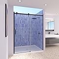 Royal Guard 56-60" W x 74" H Single Sliding Frameless Shower Door with Magnet,5/16" (8mm) Clear Tempered Glass,Matte Black
