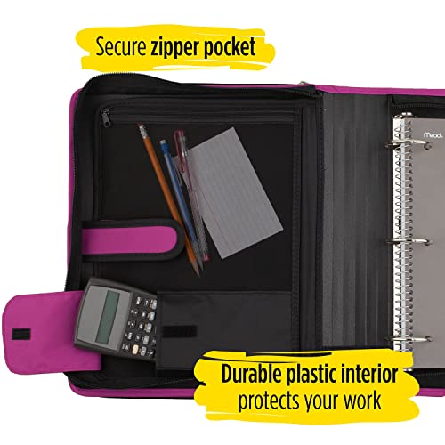 Five Star Zipper Binder, 2 Inch 3-Ring Binder for School, 6 Pocket Expanding File, 380 Sheet Capacity, Purple (72540)