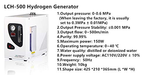 CGOLDENWALL Lab Hochreiner Wasserstoff-Gasgenerator FulI Automatischer Wasserstoffgenerator Wasserstoffreinheit 99,99% für Labor/Medizin/Wissenschaft (500ml/min)