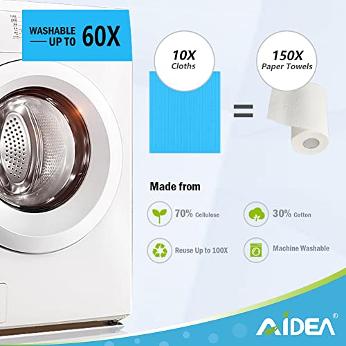 Aidea Swedish Cleaning Cloths-10Pk, Highly Absorbent Dishcloths Swedish, Reusable Dish Cloth, Scratch-Free, Kitchen Cloth For Home, Kitchen, Car, Window, Glass, Eco Friendly Gifts 7" X 9" #TOP4