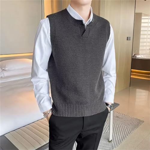 Men Simple Retro Daily Spring V-Neck Sleeveless Style All-Match Sweater Vests3