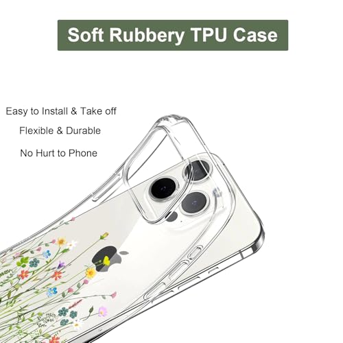 Unov Case for iPhone 16 Pro Case Clear with Design Embossed Floral Pattern Soft TPU Bumper Slim Protective 6.3 Inch (Flower Bouquet) by Unov - Used condition - Image 5