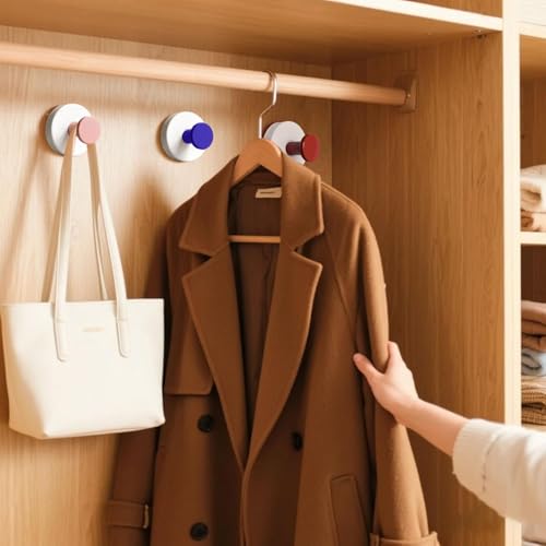 Image of Heavy Duty Suction Cup Hooks for Bathroom & Kitchen | No Drilling Wall Hooks for Towels, Clothes & Decorations | Reusable Waterproof Hooks (Multicolor, Pack of 4)