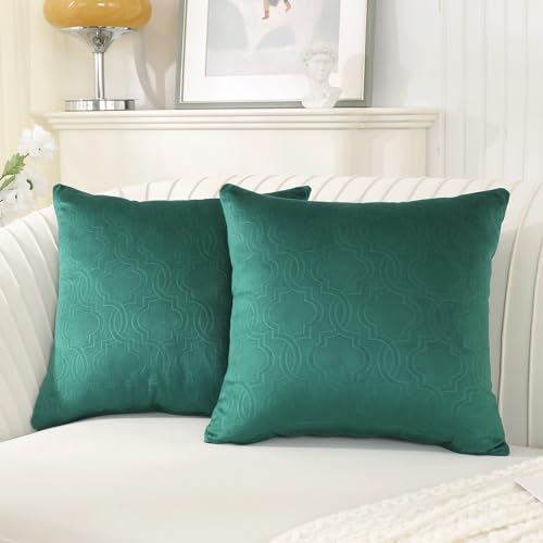 Ystyle Navidad Funda de Cojines de Terciopelo Funda Cojine 2 Piezas Almohada de Sofá Suave Invierno Decoracion para Cama Oficina Dormitorio Habitacion Silla Salon 50x50 cm, Verde Oscuro