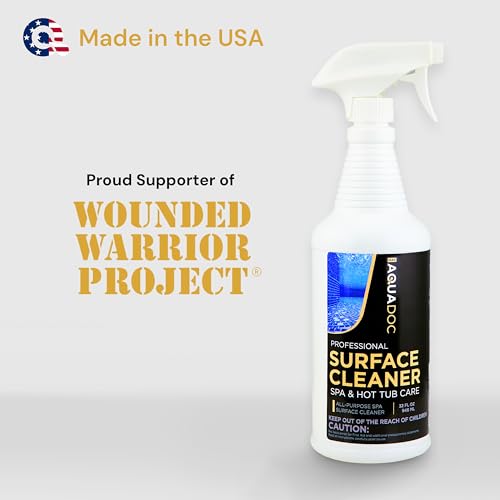 Image of AquaDoc Hot Tub Cleaner Spray - Spa Surface Cleaner, 32 oz | Helps Lift Grime, Waterline Stains And Residue From Spa Surfaces and Vinyl Covers - Made In USA