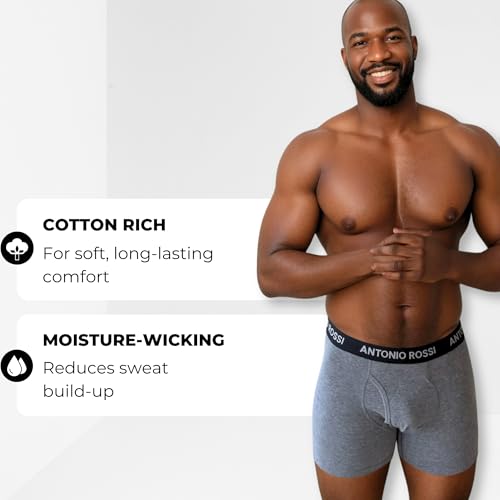 ANTONIO ROSSI (6 Pack Mens Boxers Shorts Open Fly - Keyhole Trunks Fitted Boxer - Super Soft Cotton, No Itchy Labels, Breathable, Moisture Wicking - Men's Underwear Multipack - Image 3