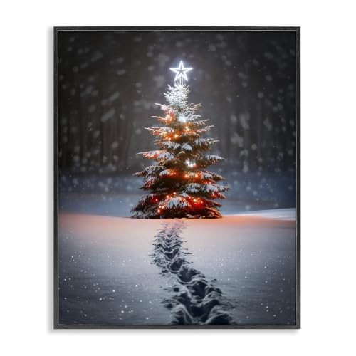 Holiday Tree Winter Forest Star, 24 x 30 Inch Framed Giclée Print