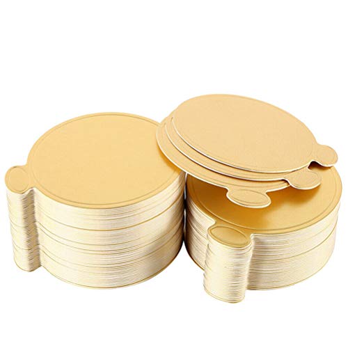 Zhongdawei 100 STKS Mousse Cake Boards Goud Papier Cupcake Dessert Displays Tray Cake Board Ronde Wegwerp Cake Board Cake Pads Cake Dessert Display Tray Cake Boards Ronde Set