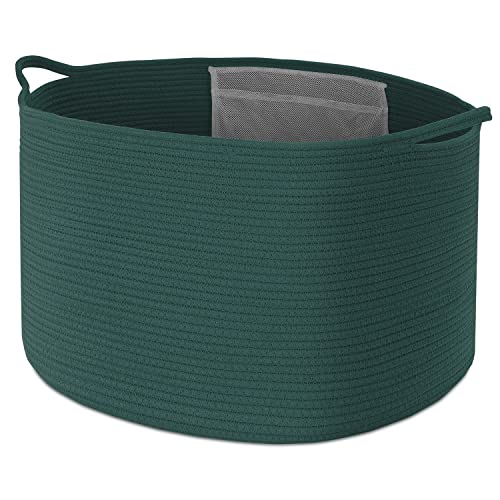 Gewebter Seilkorb für Decken, extra großer Wäschekorb, Maliton Baby und Haustier Spielzeugkorb,GREEN Cover