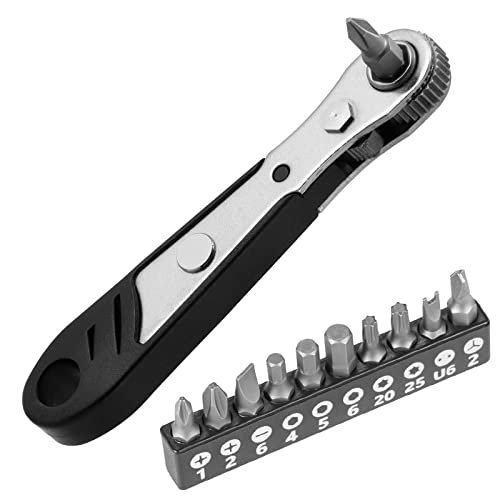 Magnetischer Schrauben Zieher, Mini Ratsche 1/4"Rechts Winkels Ch Rauber Mit 10 Stück Schraub Schrauben Umkehrbare Ratschen Schlüssel Für Home-Wartungs Arbeiten Cover