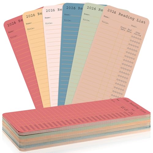 Humyoun 60 Pcs 2026 Reading Log Bookmark 3 x 7.9 Inch Reading List Bookmark Book Lovers Gift Macaron Color Library Book Tracker Notecards for Back to School Gifts Teachers Students Library Accessories
