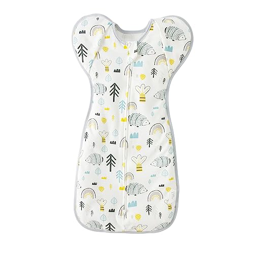Image of Duomiaomiao Baby Transition Swaddle Blanket, Snap Arms Up Baby Sleep Sack for All Seasons, 100% Cotton Baby Essentials for Newborn Boys Girls 0-6 Months