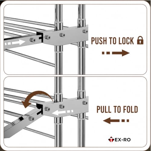 Image of TEX-RO 3 Layer Stainless Steel Clothes Drying Stand with Wheels - Heavy Duty Rust-Proof Foldable Cloth Dryer Stand for Balcony & Bedroom, Cloth Stand for Drying Clothes, Clothes Drying Rack