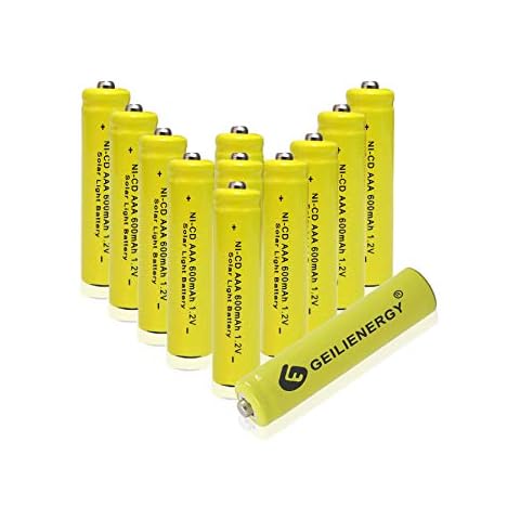 GEILIENERGY Solar Light Batteries AAA NiCd AAA 1.2V 600mAh Triple A Rechargeable Batteries for Solar Lamp Garden Lights (Pack of 12) Cover