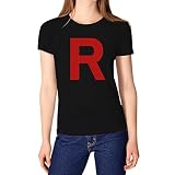 Tstars Team R Rocket Inspired Shirt for Women - Anime Halloween Themed Graphic Tee for Trick or Treat Large Black