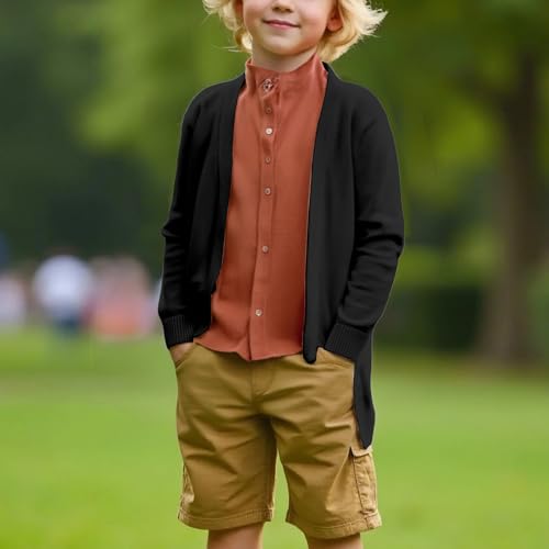 Little Girls Long Cardigan Sweater Thicken Casual Fall Winter Open Front Knit Outwaer Coats2