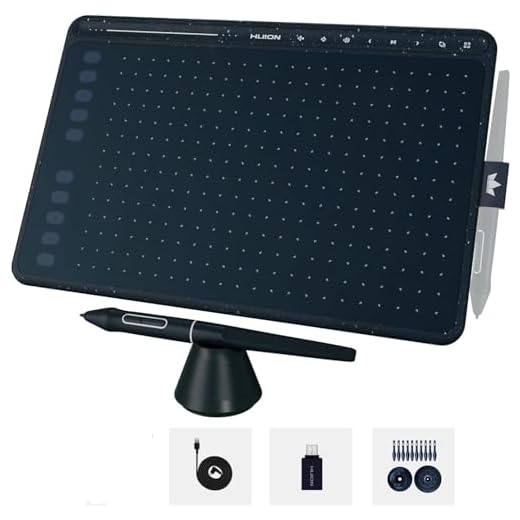 Mesa digitalizadora HUION HS611 Tablet gráfico com 10 teclas de atalho, 8 teclas multimídia Stylus sem bateria 8192 caneta pressão inclinação digital arte tablet para pintura, design esboço iniciante