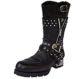 Top Qualität New Rock Engineer Boots MR022 mit Nietenverzierung, Farbe:Black;Größe:42